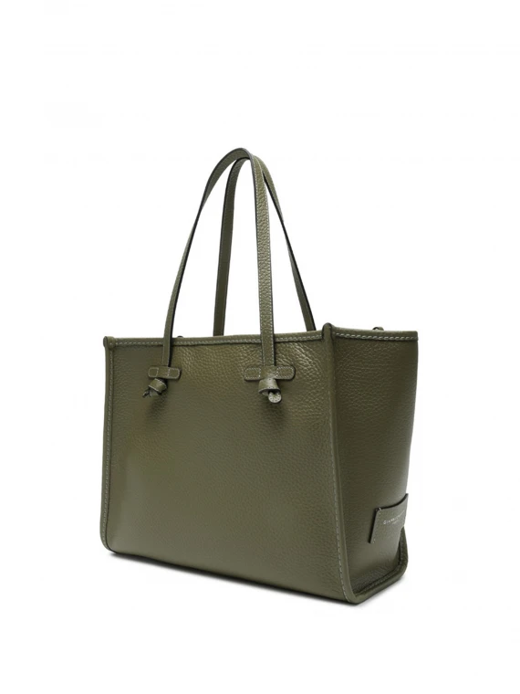 Marcella shopping bag in green leather