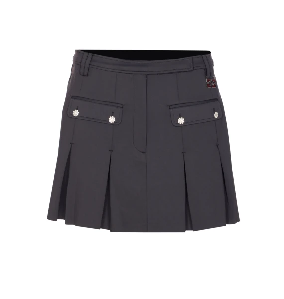 BLACK PLEATED MINI SKIRT