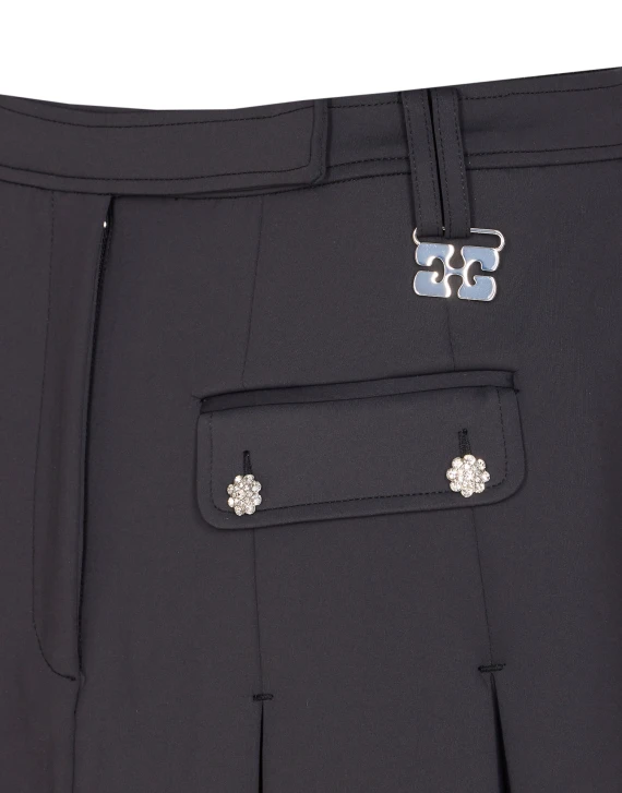 BLACK PLEATED MINI SKIRT