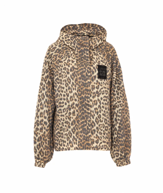 Giacca blouson beige in nylon riciclato