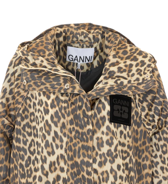 Beige recycled nylon blouson jacket GANNI