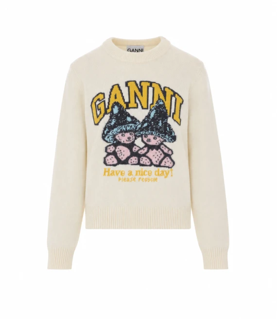Maglione girocollo bianco avorio