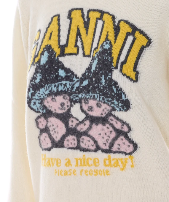 Ivory crewneck sweater GANNI