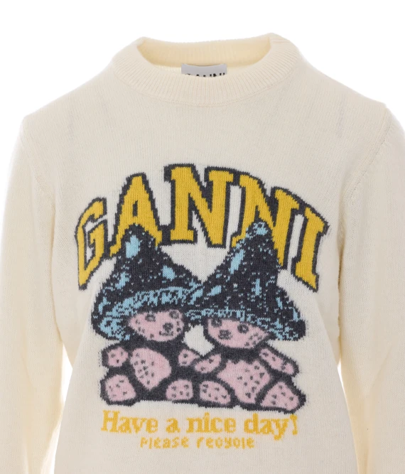 Ivory crewneck sweater GANNI