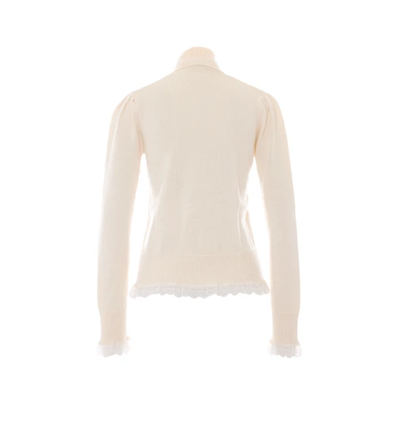 Maglia bianca a collo alto in lana merino GANNI