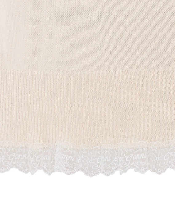 Maglia bianca a collo alto in lana merino GANNI