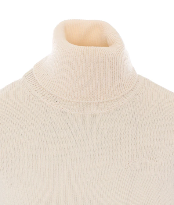 Maglia bianca a collo alto in lana merino GANNI