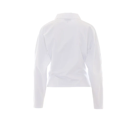 White draped long-sleeve polo GANNI