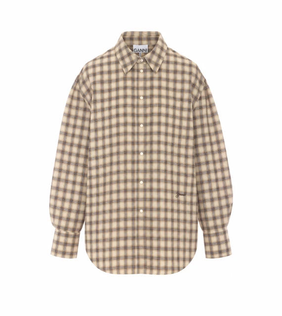 Camicia beige a quadretti