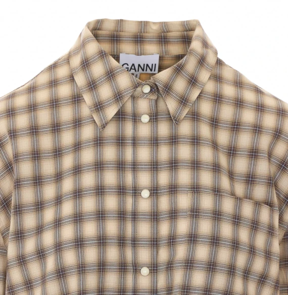 Camicia beige a quadretti GANNI