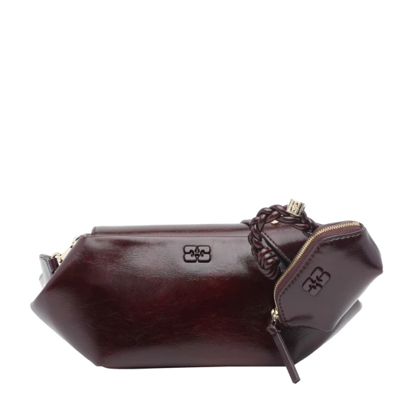 Borsa a tracolla bordeaux con pochette laterale GANNI