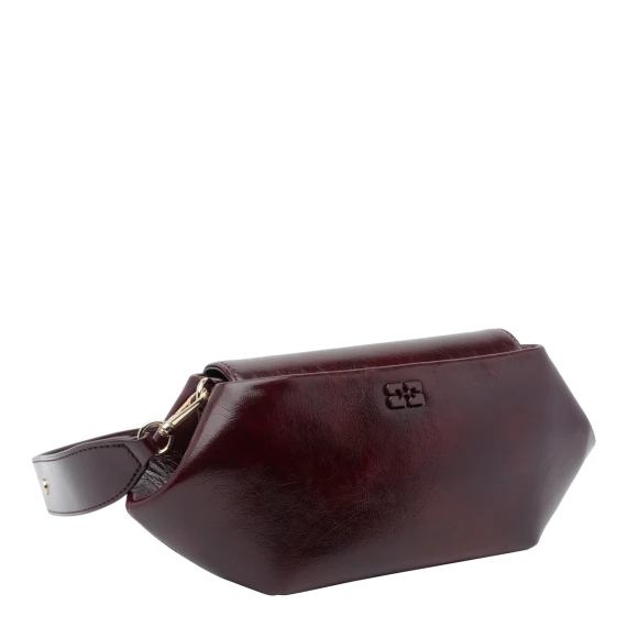 Borsa a tracolla bordeaux con pochette laterale GANNI