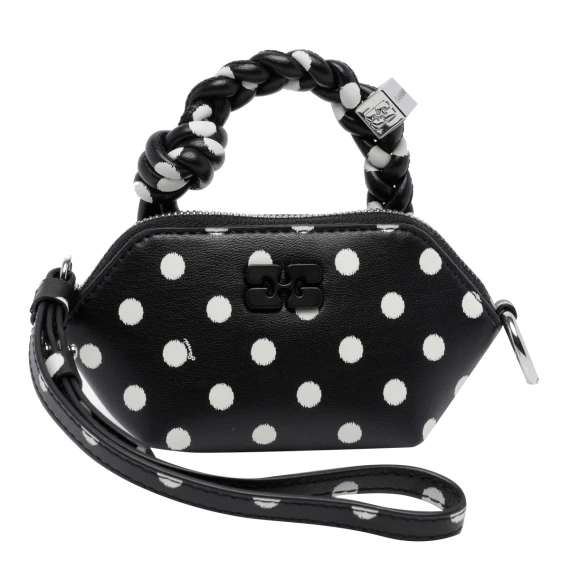 Black polka dot Nano Print Bou handbag GANNI