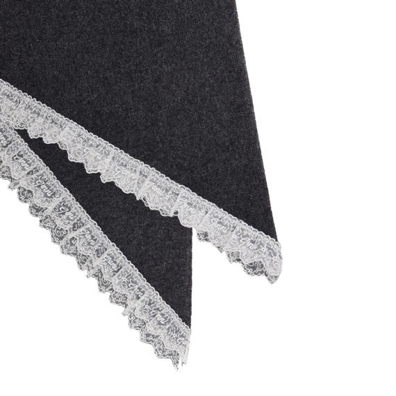 Dark Grey Wool Triangular Scarf GANNI