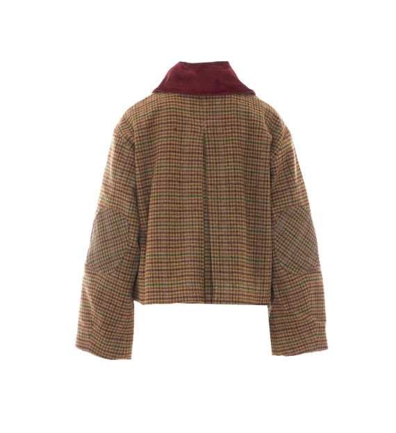 Multicolor check short jacket GANNI