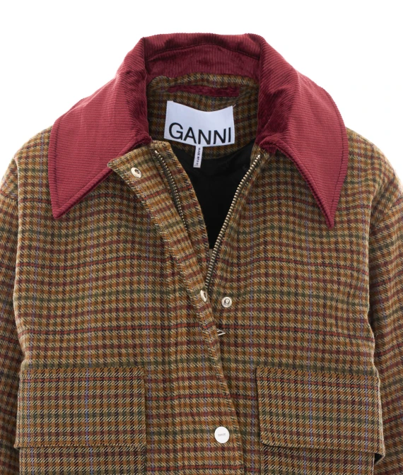 Multicolor check short jacket GANNI