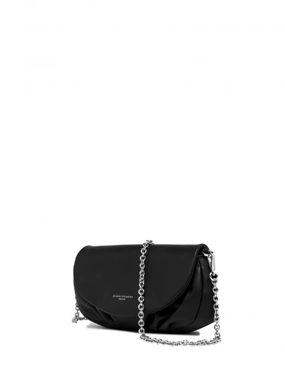 Adele leather clutch bag with shoulder strap