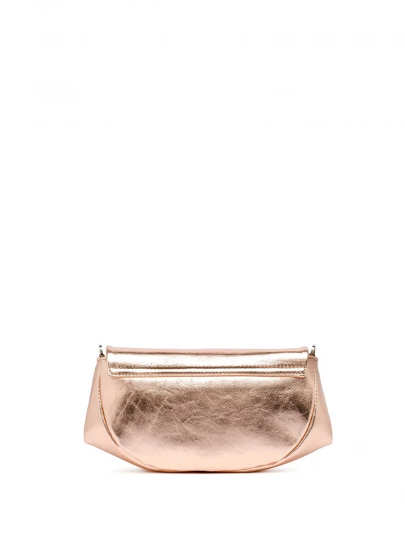 Adele clutch bag in metallic leather with shoulder strap