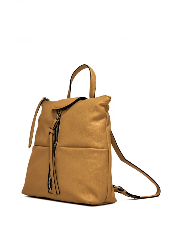 Giada leather backpack with front zips