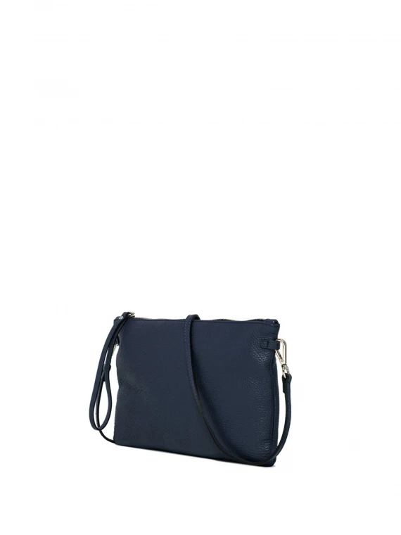 Hermy navy blue leather clutch bag