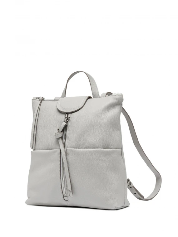 Giada leather backpack with front zips