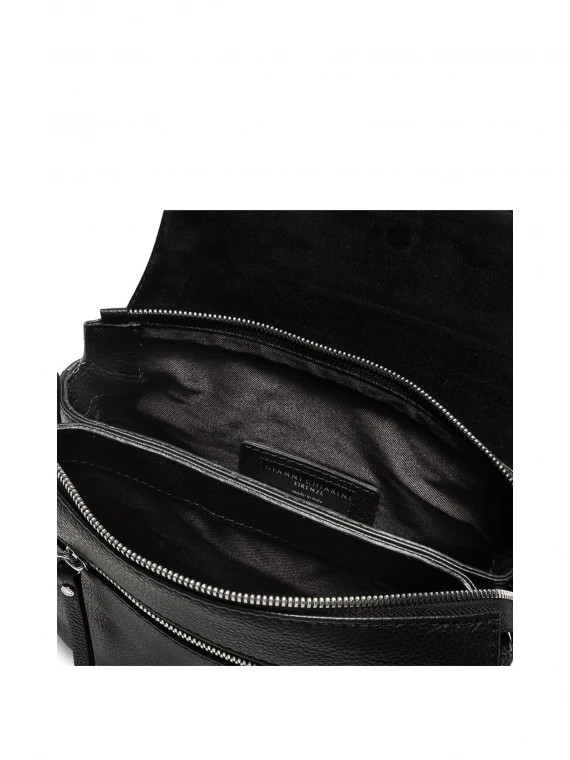 Three black leather shoulder bag