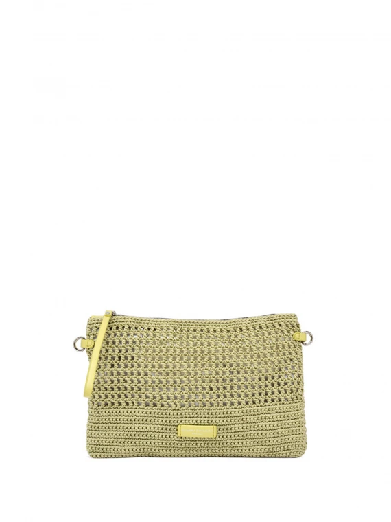 Yellow Victoria clutch bag in crochet fabric