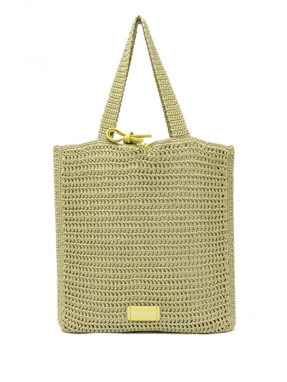 Vittoria yellow shopping bag in crochet fabric