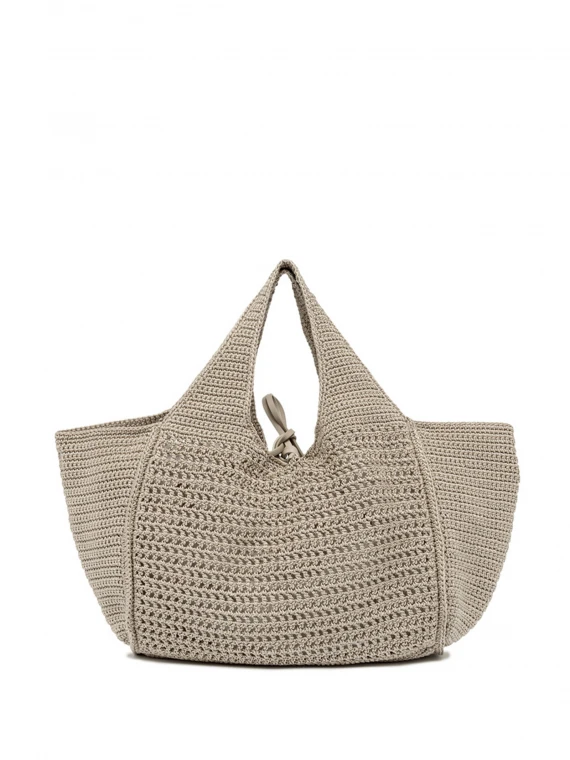 Gray Euforia shopping bag in crochet fabric