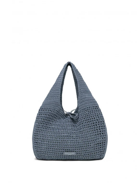 Euforia bluette shopping bag in crochet fabric