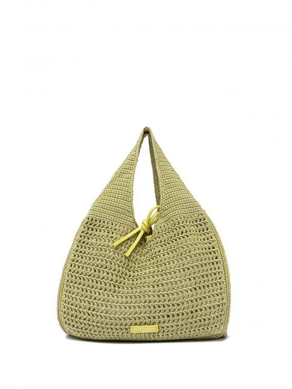 Yellow Euforia shopping bag in crochet fabric