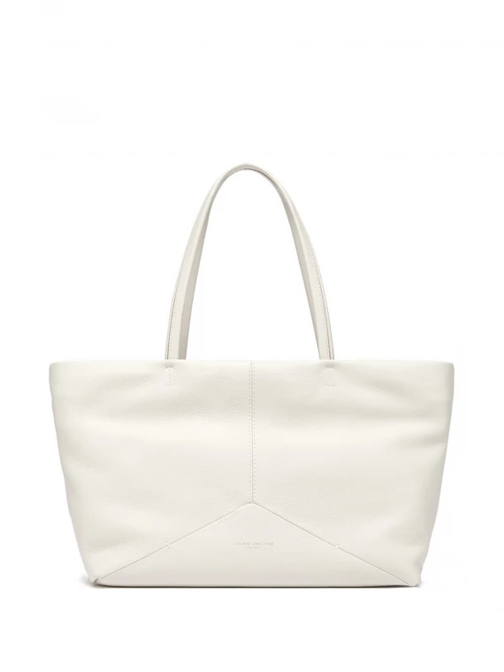 Shopping bag Ambra bianca in pelle opaca