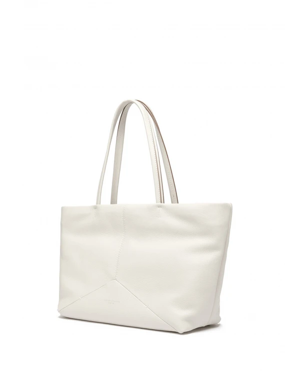 White amber shopping bag in matt leather
