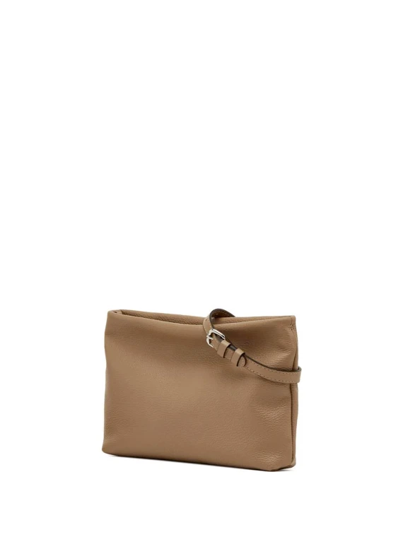 Brenda Clutch in cream hammered leather with resin chain