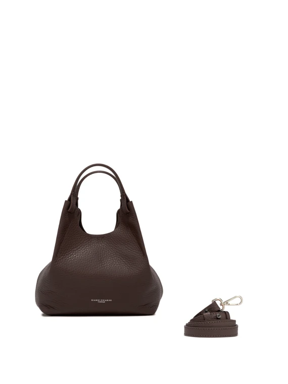 Borsa Dua in pelle marrone scuro
