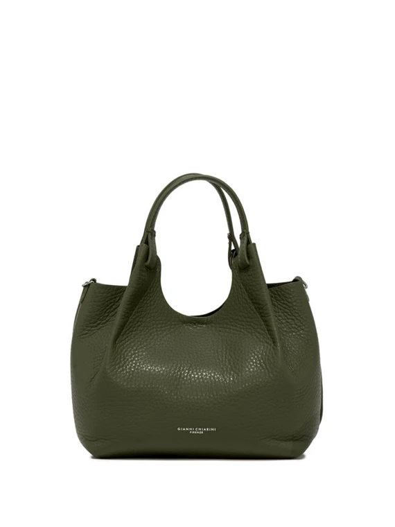 Dua bag in dark green leather