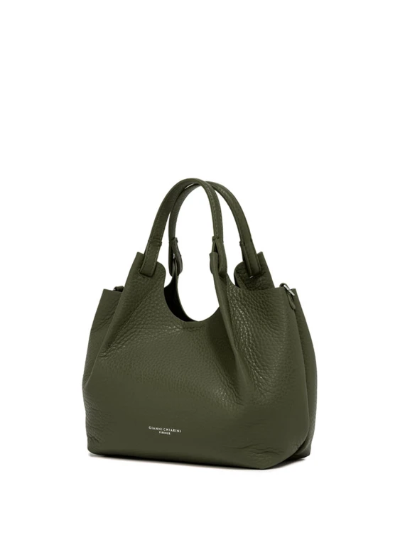 Dua bag in dark green leather