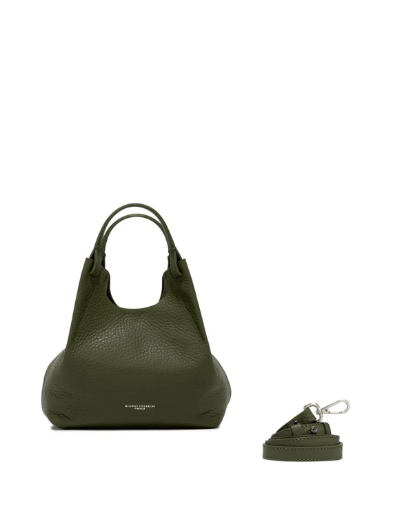Dua bag in dark green leather
