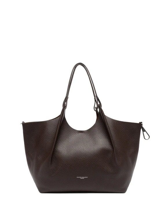 Dua bag in dark brown hammered leather