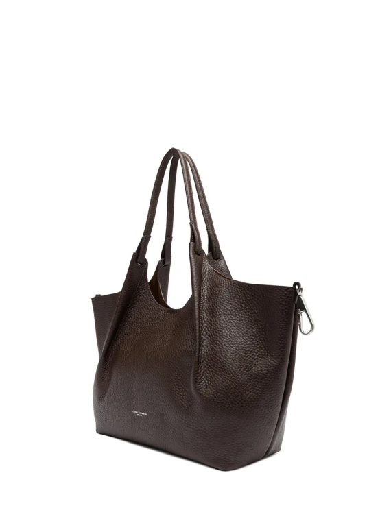 Dua bag in dark brown hammered leather