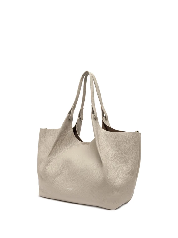 Borsa Dua in pelle martellata beige