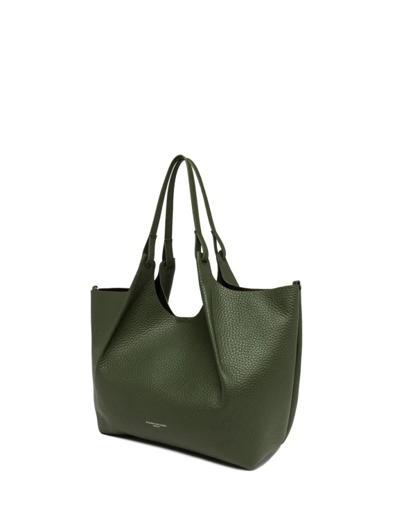 Dua bag in dark green hammered leather