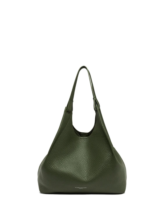 Dua bag in dark green hammered leather