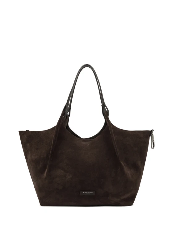 Borsa Dua marrone in pelle scamosciata