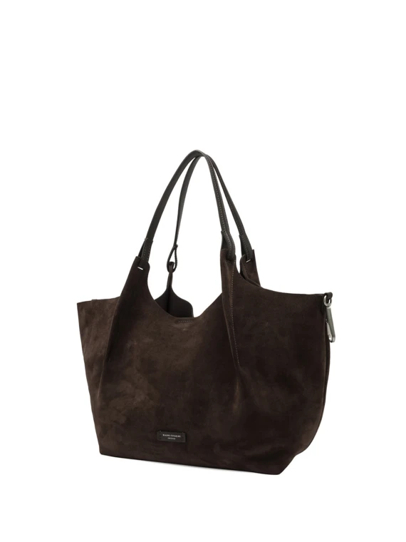 Borsa Dua marrone in pelle scamosciata