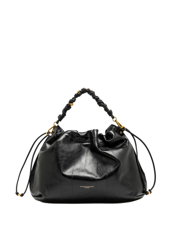 Morgana Black Eel-Effect Leather Shoulder Bag Gianni Chiarini