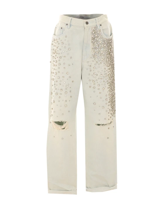 Cabochon Crystals Jeans Golden Goose
