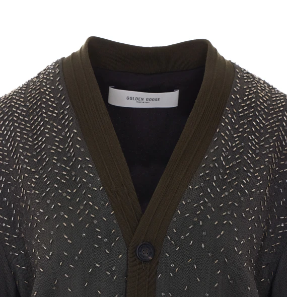 Dark grey cardigan in viscose and virgin wool Golden Goose