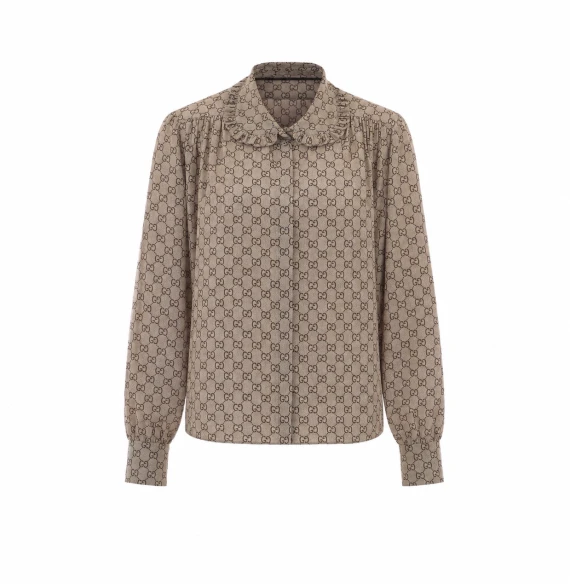 Camicia in seta beige