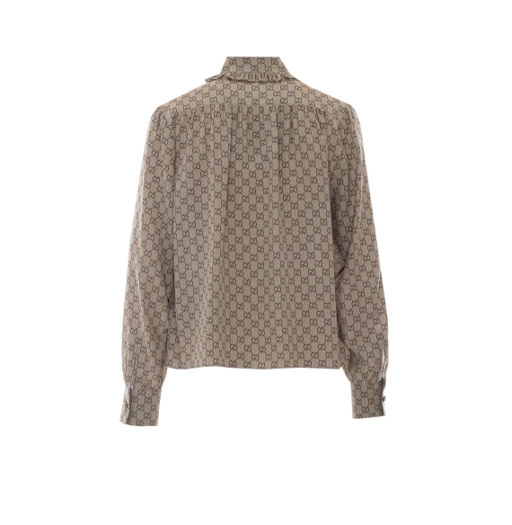 Camicia in seta beige Gucci